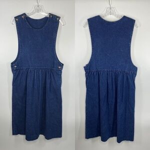 Vintage 90's Denim Overall Maxi Jean Dress Large